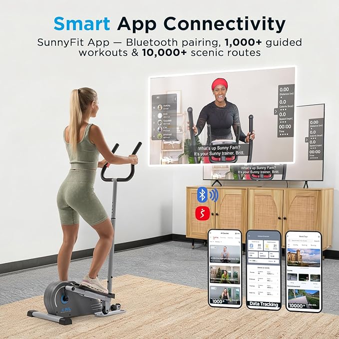 JLL Elliptical Exercise Machine, Mini Elliptical Cross Trainer 2-in-1 Sit/Stand, 8-Level Magnetic Resistance, Compact Home & Office, LCD Monitor, Free Smart Fitness App, Transport Wheels