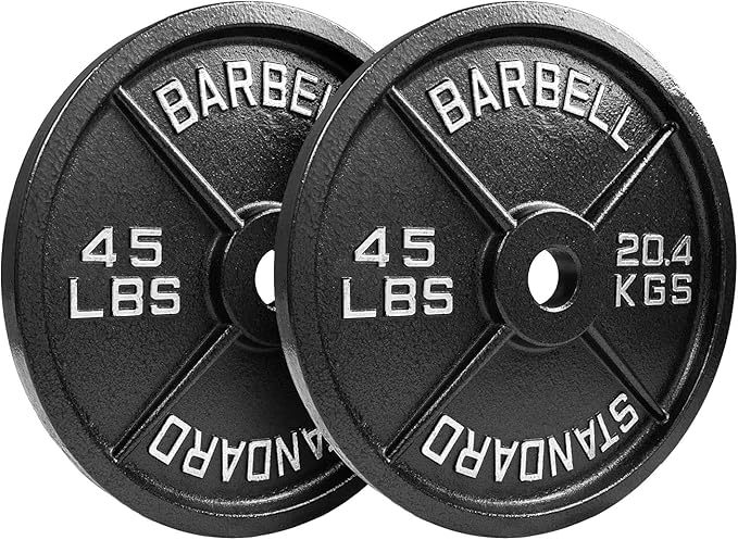 Steel Olympic Plates 175LB Set - 2 inch Olympic Hammertone Coated 2x 2.5lb, 5lb, 10lb, 25lb, & 45lb for Weight Lifting Training