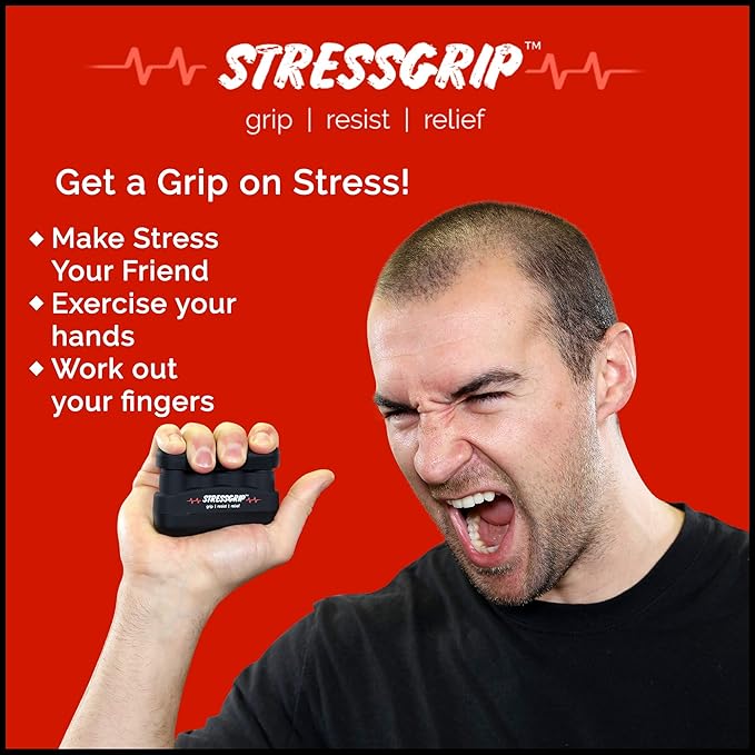 The Stress Ball for Adults (Medium) A Stress & Anxiety Relief Device - Comfortable Hand Exerciser - Stress Reliever & Hand Gripper - Black