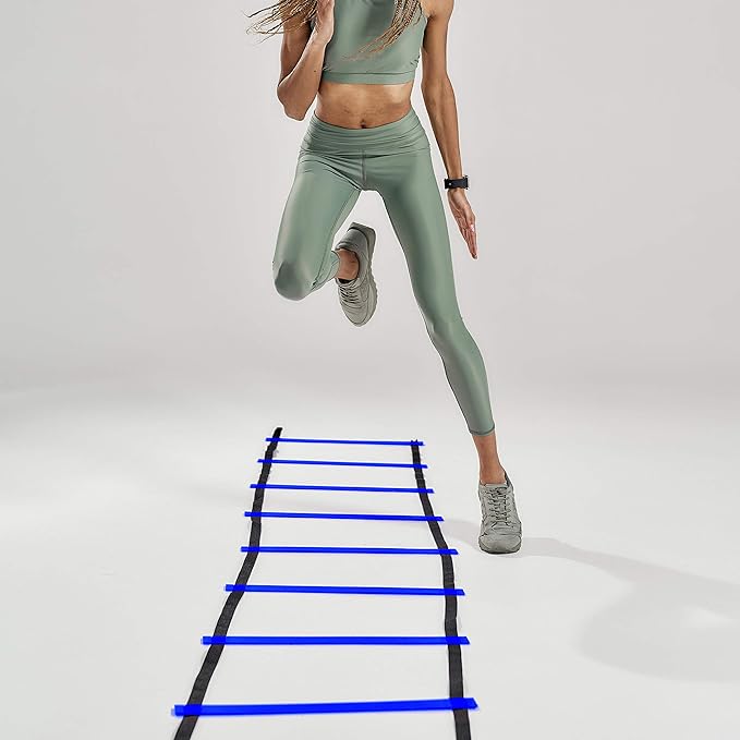 Speed and Agility Exercise Ladder Kit – Acceleration Speed Cord™ and Speed Training Workout Ladder – Improve Footwork, Foot Speed/Quickness, Change of Direction, Strength and Power