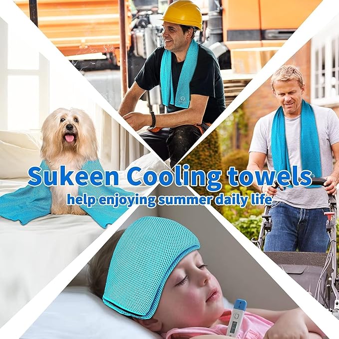 Sukeen Cooling Towel (40"x12"), Soft Breathable Chilly Microfiber Towel for Yoga, Sports & More Activities, Dark Blue/Grey/Pink/Lake Blue/Black/Green/Brown/Purple/Blue/Dark Grey