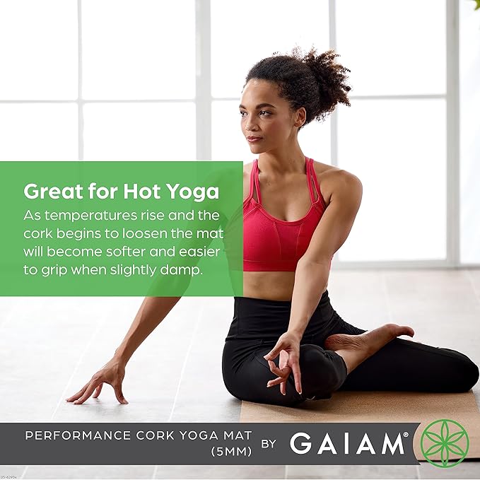 Gaiam Yoga Mat - Premium 5mm Solid Thick Non Slip Exercise & Fitness Mat for All Types of Yoga, Pilates & Floor Workouts (68" x 24" x 5mm)