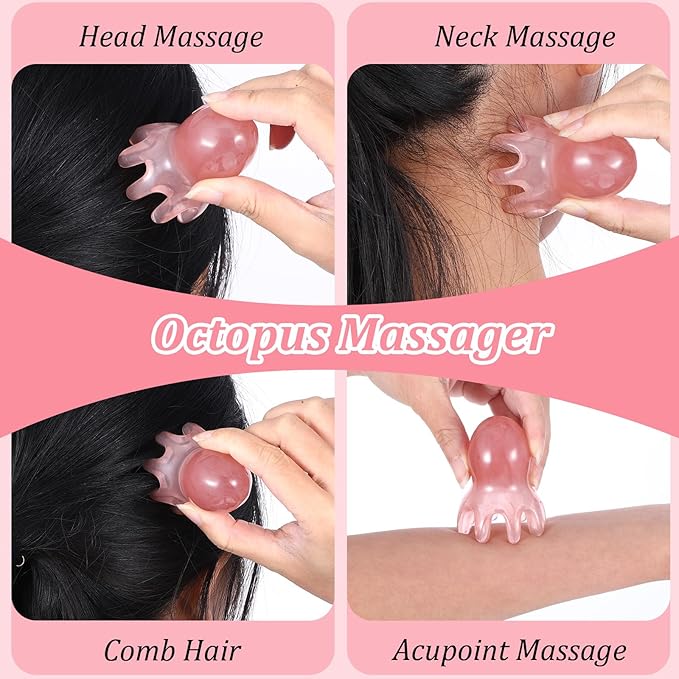 Head Massager Scalp Comb, 3 Pcs Resin Scalp Massager for Headaches Relaxation Head-Scalp Massage Tool Gua Sha Massage Comb Set Manual Acupressure Tool for Birthday Mother's Day Gifts