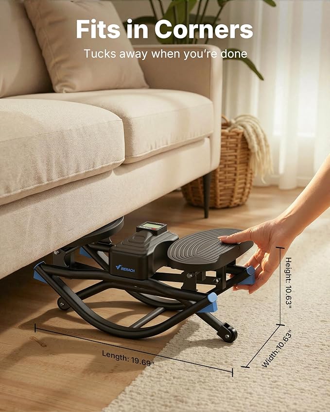 Merach Rocking Steppers for Exercise at Home,3D Motion Stair Stepper with Resistance Bands for Full Body Workout& Low-Impact Balance Board, 330 LBS Loading Capacity Exercise Equipment