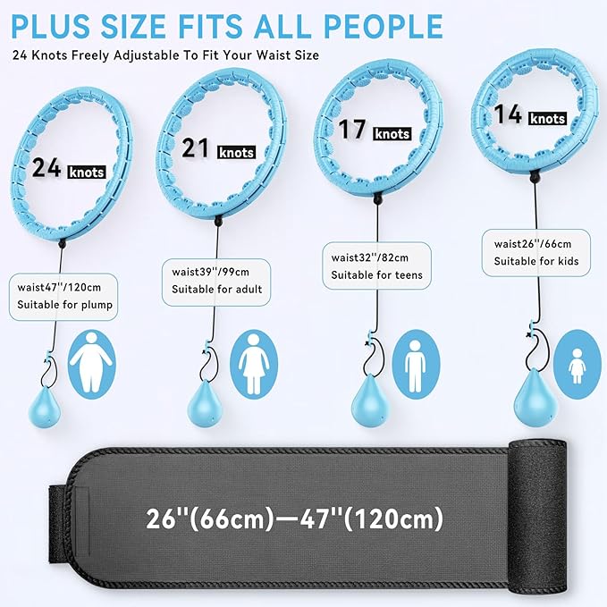 Weighted Fitness Hoop for Adults Weight Loss,Infinity Weighted Hoop Plus Size with Sweat Belt,Waist Trainers for Women,Exercise Hoop Womens Weight Loss at Home