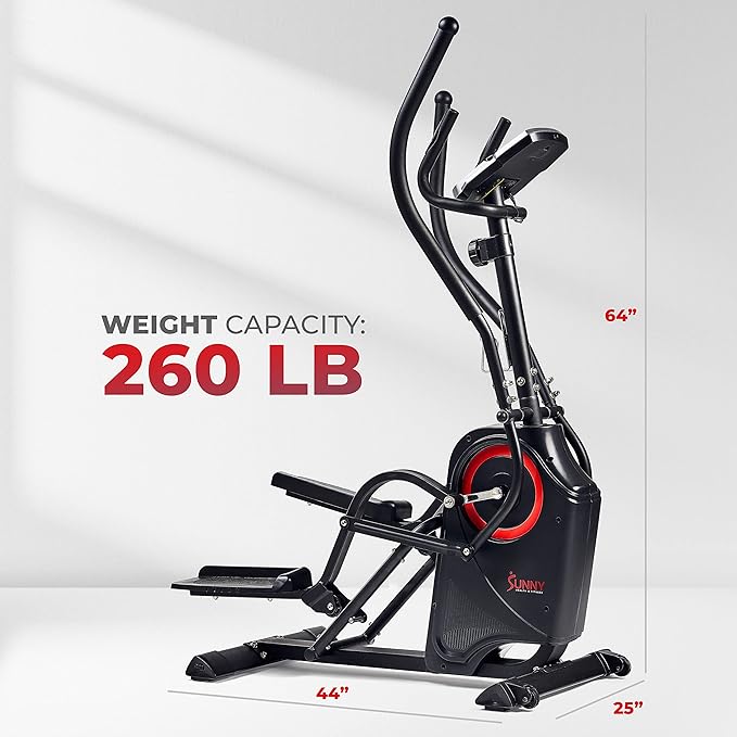 Sunny Health & Fitness Cardio Climber Stepping Elliptical Exercise Machine for Home with 8 Levels of Magnetic Resistance, Performance Monitor, Full Body Workout