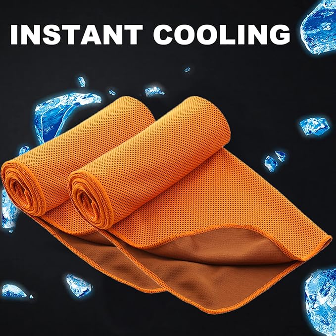 Pack of 20 Cooling Towel 40x12'' Ice Towel for Neck and Face Microfiber Chilly with Bag Breathable Yoga Gym Stay Cool Towels Sweat Rag for Workout Running Camping Pilates Beach, Orange