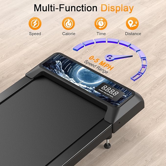 Walking Treadmill Pad with Handle Bar, Silent Fitness Equipment, Treadmill with 4-in-1 Modes, Easy Assembly, Portable Home Gym Equipment