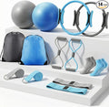 Poen Pilates Equipment Kit for Home Workout Pilates Ring and Ball Set for Women 12'' Circle Yoga Fitness Essentials Kit with Resistance Bands, Yoga Strap, Socks,Bag