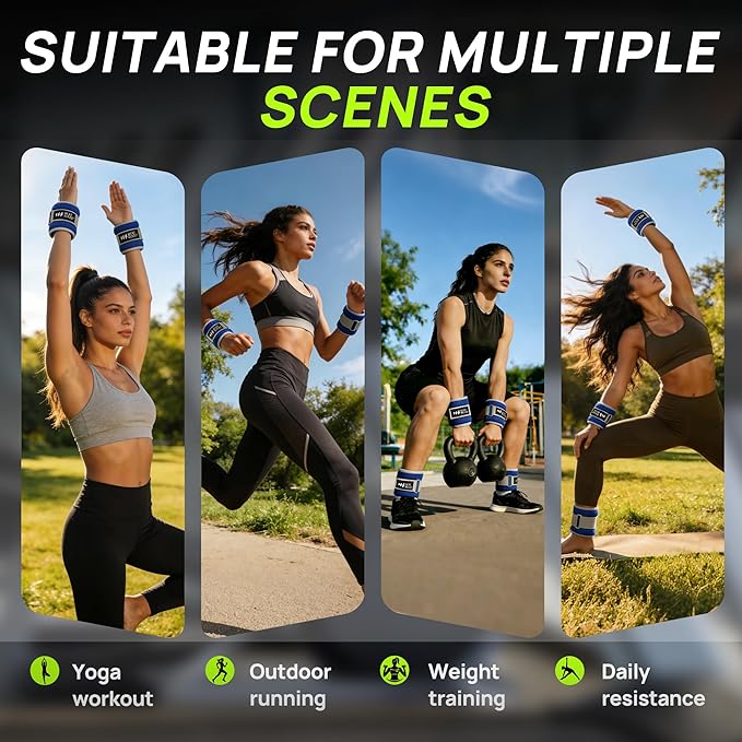 Ankle Wrist Weights for Women Men A Pair of 1 2 3 4 6 8 10 Lbs Arm Leg Weight Set with Adjustable Straps for Walking Pilates Exercise Workout Gym Aerobics