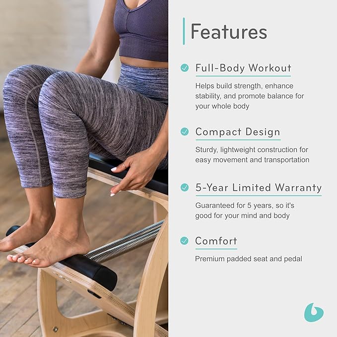 Balanced Body EXO Chair, Pilates Chair Exercise Equipment for Full-Body Workout, Pilates Resistance-Workout Equipment for Home Gym or Studio