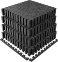 PRAISUN 0.6" Thicker Rubber Top Gym Flooring for Home Gym, 24 Pcs 96 Sq Ft Workout Mats, Exercise Mat, Interlocking Rubber Floor Mats with High Density EVA Foam for Garage, 24 x 24in, Black/Grey