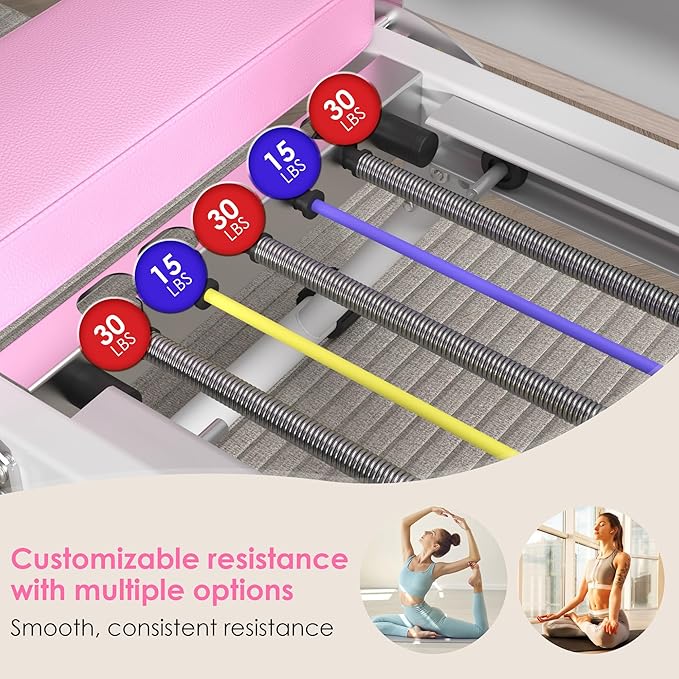 soges Foldable Pilates Reformer Machine for Home Gym, Pilates Workout Equipment for Beginner, Cardio Fitness High Strength Rebounder