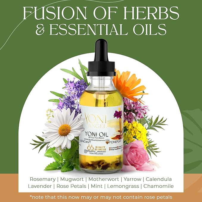USA Made Yoni Oil, Mint Fresh Feminine Care Oil, Reduces Odor, Restores pH Balance, All Natural, Herbal Yoni Blend with Tea Tree Oil, Mint, Lemongrass, Jasmine & Chamomile Oils, 2 oz