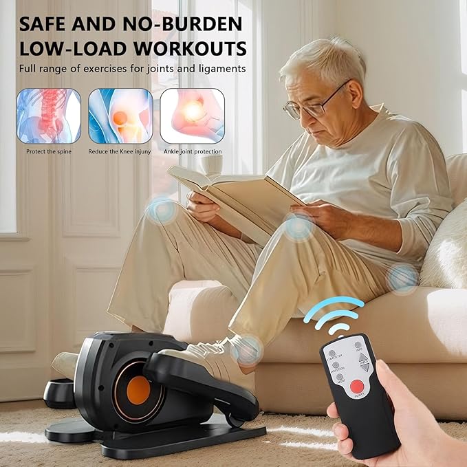 Under Desk Elliptical Machine, Elipse Leg Exerciser Electric as Seen on Tv with 12 Adjustable & Led Monitor, Leg Exerciser While Sitting for Seniors, Quiet & Portable, Fully Assembled