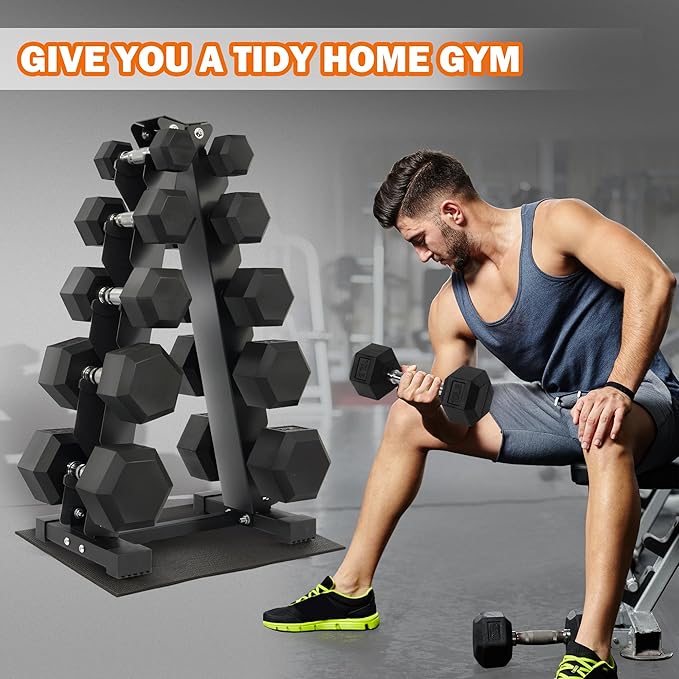 Fitvids A-Frame Dumbbell Weight Rack, Vertical Storage Rack for Dumbbells, Weight Stand Only for Home Gym Space Saver, 4-Tier or 5-Tier Option