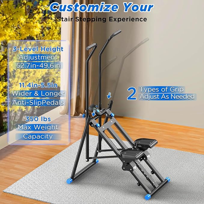 Stair Stepper for Home,Stair Climber Foldable,Large Pedal Vertical Climber Machine for Full-Body Workout,Steppers for Exercise at Home with 300LBS Loading Capacity