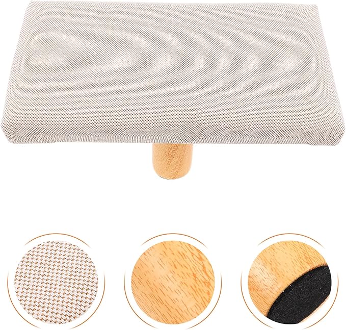 SUPVOX Bench Stool with Cushion Portable Prayer Stool Wooden Seat Beige Medium for Adults Over 150cm and Sitting Support