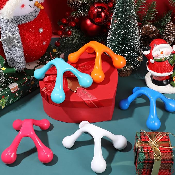TrelaCo 50 Pack Four Point Massage Tools Christmas for Employees Gift White Elephant Gift 4 Legged Massage Knobs Portable Palm Shaped Manual Back Massager Handheld(Multicolored)