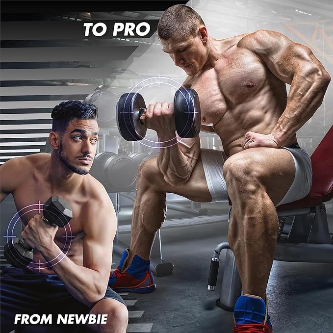 Yes4All Thick Dumbbell Handles Grips, Firm Rubber Barbell Grips, Great for Increasing Forearm Strength, Weightlifting, Muscle Building, Cable Attachments