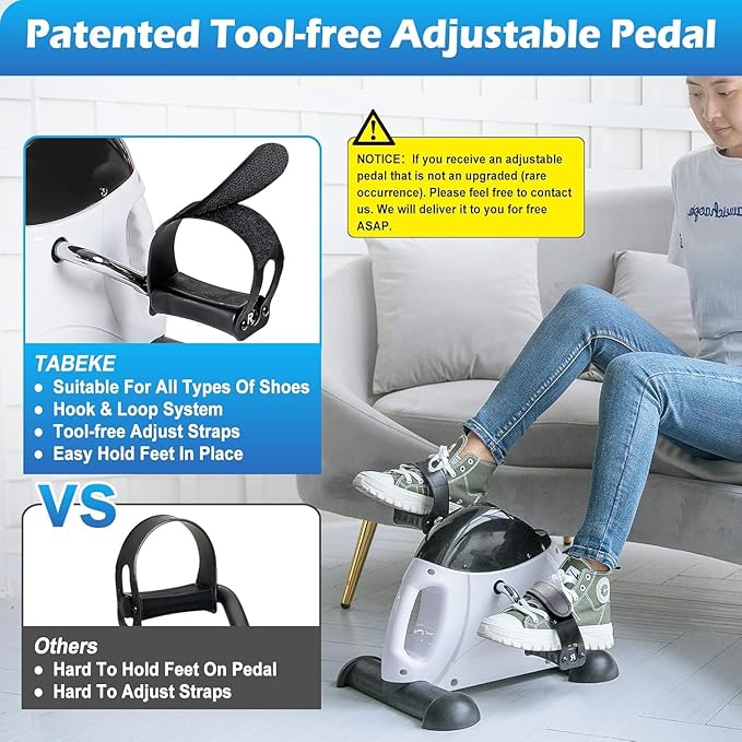 TABEKE Under Desk Bike Pedal Exerciser - Mini Exercise Bike for Arm/Leg Exercise, Pedal Exerciser for Seniors with LCD Display