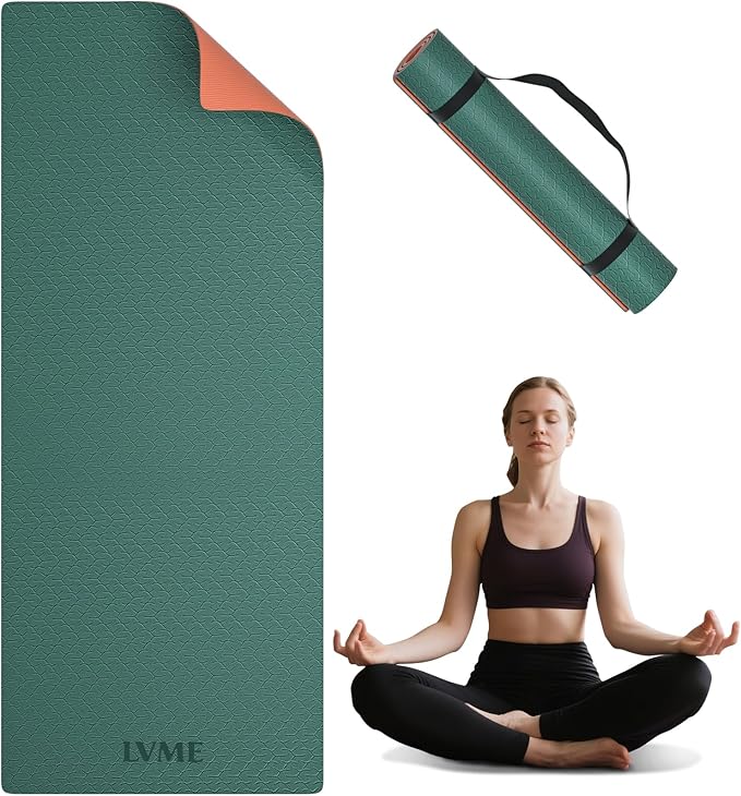 Yoga Mat Non Slip, Anti-Tear 1/4 Thick TPE Yoga Mats for Women and Men, 72"x24" Exercise & Fitness Mat with Carrying Strap, Workout Mats for Yoga, Pilates and Floor Exercise