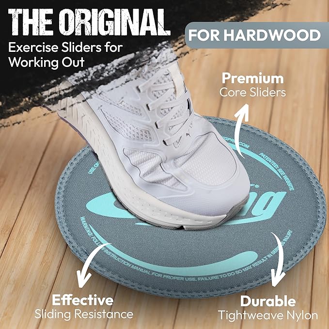 Gliding Discs for Working Out - Exercise Sliders for Carpet & Hardwood Floors 1 Pair, Authentic Workout Sliders Disc for Full Body Resistance Workout, Includes 4 Streaming Video Workouts