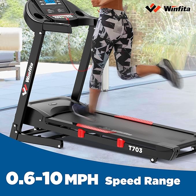 Treadmills for Home, Folding Treadmill with Auto Incline, 300 LBS Capacity, 8MPH or 10MPH Max Speed, Double Deck Shock-Absorbing Running Machine with App, 64 Programs, Pulse Monitor