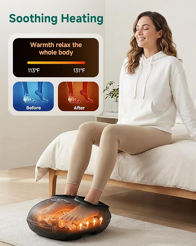 Snailax Shiatsu Foot Massager with Heat, Deep Kneading, Compression, Vibration, Electric Feet Massage Machine for Plantar Fasciitis,Neuropathy,Foot Warmer,Remote Control,Size 13,Mother's Day Gifts