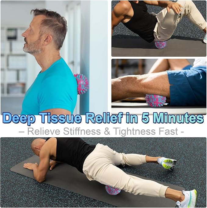Deep Tissue Massage Lacrosse Ball for Exercise & Recovery - 7.8Inch Peanut Roller-SGS Certification-Targets Back, Shoulder, Neck - Relieves Muscle Knots, Pressure Point Therapy-Myofascial Release Ball