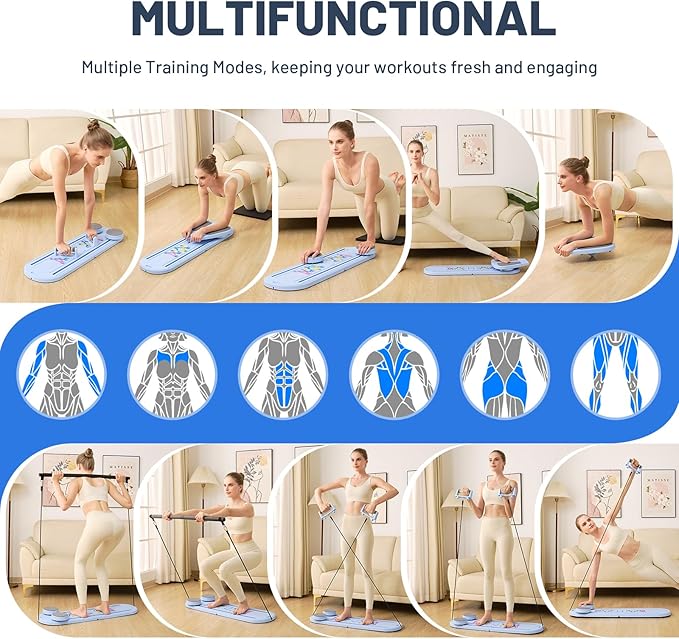 Pilates Board, Newest Multi-Purpose Portable Pilates Reformer Machine for Home, Foldable at Home Pilates Kit, Pilates Board for Home Workout Fitness Exercise, Abs, Pilates Equipment
