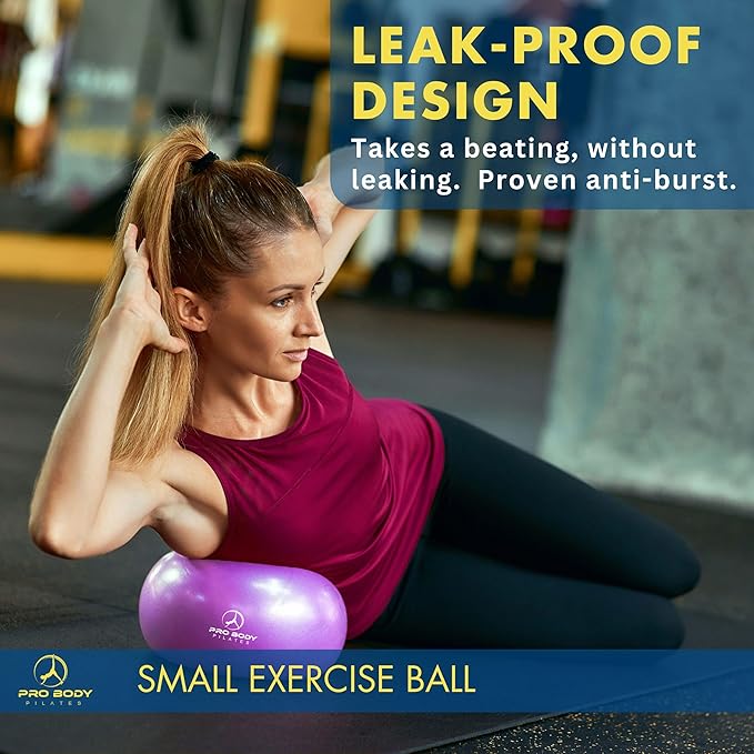 ProBody Pilates Small Exercise Ball with Pump - 9 Inch Workout Ball for Stability, Barre, Yoga, Core & Physical Therapy