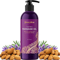 Lavender Massage Oil for Couples Relaxation - Non Greasy Non Staining Irresistibly Silky Full Body Massage Oil for Massage Therapy with Lavender Essential Oil - Therapeutic Grade Non GMO and Vegan