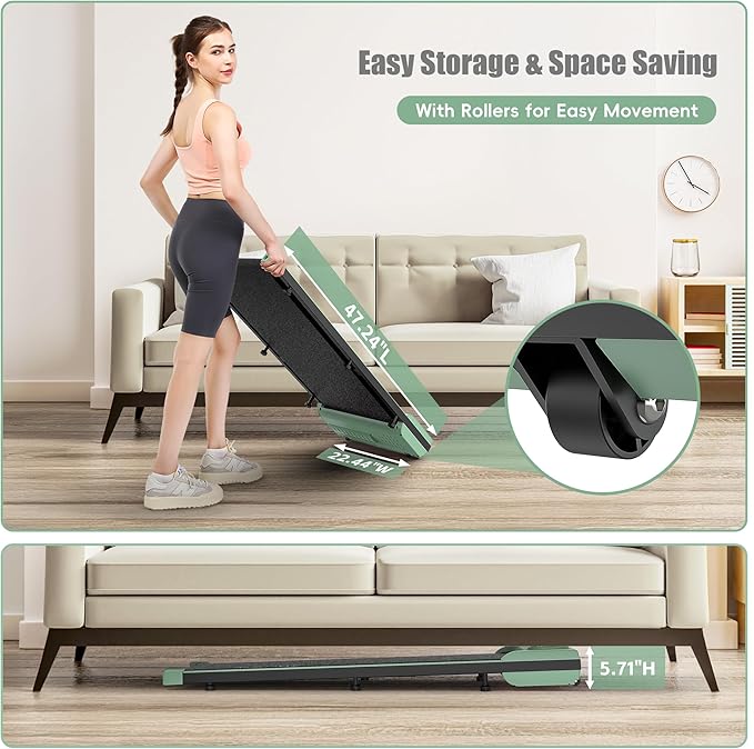 ANCHEER Walking Pads, 2 in 1 Under Desk Treadmill 2.5HP Compact Running Machine with Remote Control, 300lbs Weight Capacity for Home/Gym/Office,Ultra-Quiet, Installation-Free