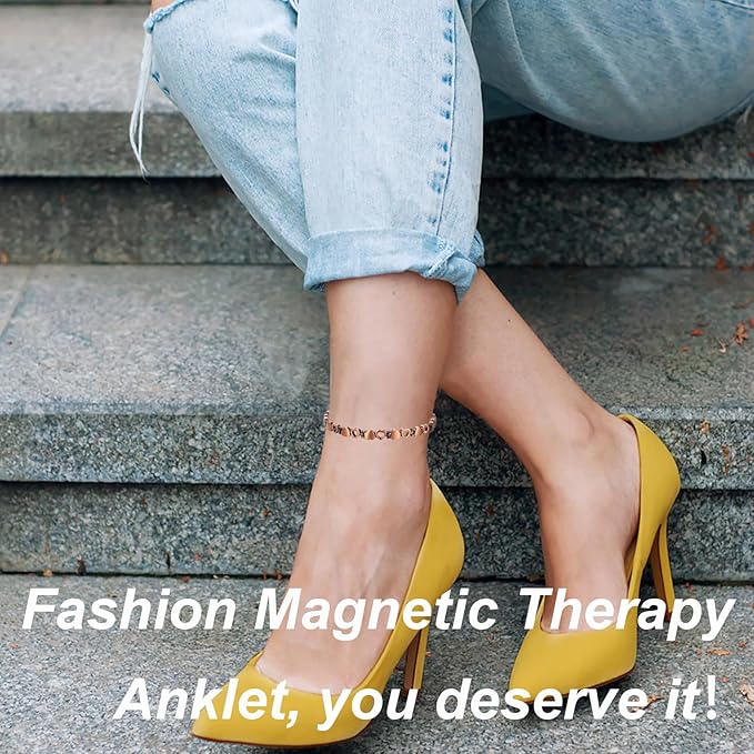 Copper Ankle Bracelet Women, 99% Pure Copper Heart Shape Magnetic Anklet, Fashion Jewelry Present (0086Q)