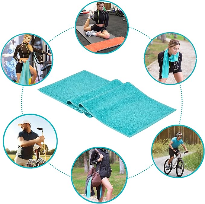 NUKURA 12’’ x 40’’, 450 GSM Sweat Towel, Extra Absorbency 100% Cotton Towel, Running, Neck Towel, Tennis, Camping, Turquoise