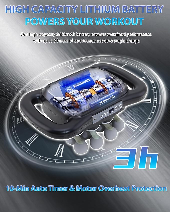 16-Head Massage Gun, Deep Tissue Percussion Massager with 9 Modes & 9 Intensities, 2600mAh Battery Back Bassager for Pain Relief Deep Tissue for Muscle Pain Relief in Back, Legs, Shoulders