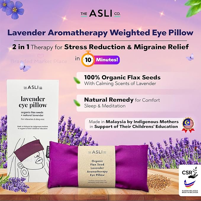 The Asli Co. [7 Packs] 2 in 1 Hot & Cool Therapy Handmade Eye Pillow (Dark Plum) Filled with 100% Natural Organic Flax Seeds & Lavender - Soothing and Calming Scent for Relaxation & Deep Sleep