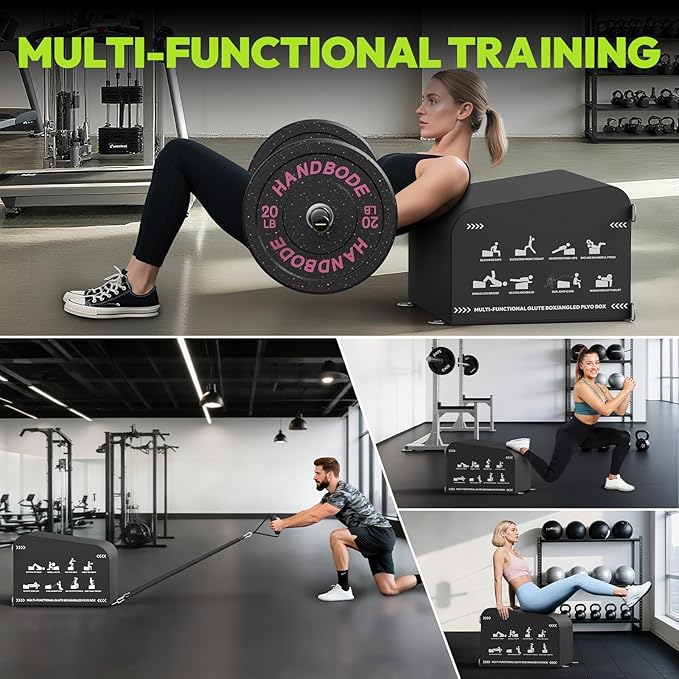 Hip Thrust Bench, Multi-Functional Slip-Free Hip Thrust Machine for Glute Bridge, Box Jump, Push-Ups, Squat, Ab Exercise, Suitable for Home & Gym