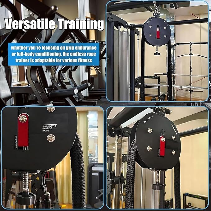 Endless Rope Trainer, Home Gym Equipment, Pulley Cable Machine System with Adjustable Resistance, Full Body Workout Tool, Portable Rope Exercise System for Athletes, HIIT & Functional Workouts