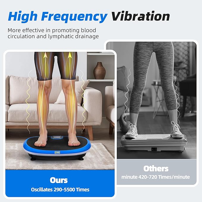 Fitvids Vibration Plate Exercise Machine Workout Vibration Fitness Platform with Resistance Loops and Resistance Band,Various Sizes