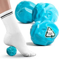 Oceanfoam Wave Massage Ball Roller – Textured Lacrosse Ball for Plantar Fasciitis Relief, Muscle Knot Therapy, Myofascial Release – Travel Size Tool for Feet, Neck, Back Pain (Miami Blue) Pack of 3