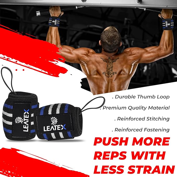 Weight Lifting Wrist Wraps 18" Wrist Support with Heavy Duty Thumb Loop - Best Gym Wrist Wraps for Powerlifting Competition, Strength Training, Bodybuilding - for Men & Women