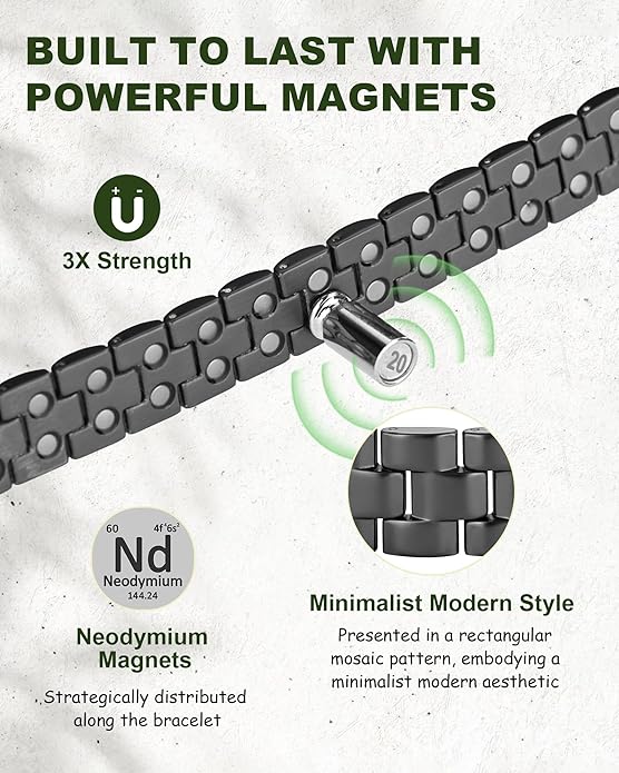 MagEnergy Mens Copper Magnetic Bracelets, 99.9% Pure Copper Bracelet with Double-Row Strength Magnets, Adjustable Jewelry with Sizing Tool