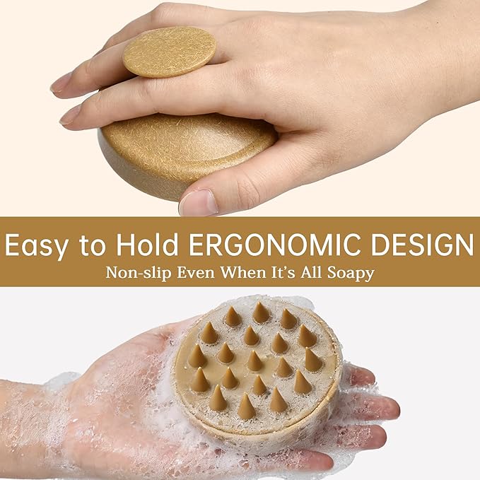 Nimiah Scalp Massager Hair Growth - Manicure Safe Scalp Scrubber Shampoo Brush with Coconut Shell Base & Soft Silicone Bristles for Dandruff Removal, Stress Relax & Deep Cleansing