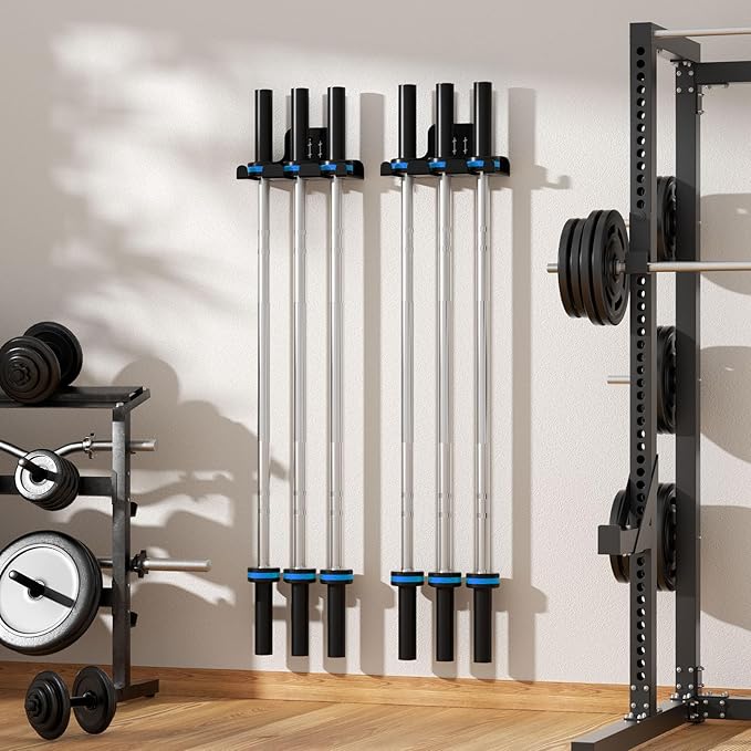 Barbell Wall Holder,Olympic Hanger,Garage Gym Bar Wall Rack,Vertical Barbell Mount Rack,Space Saving Commercial or Home Gym Accessory,Holds Under 33mm Bar Size