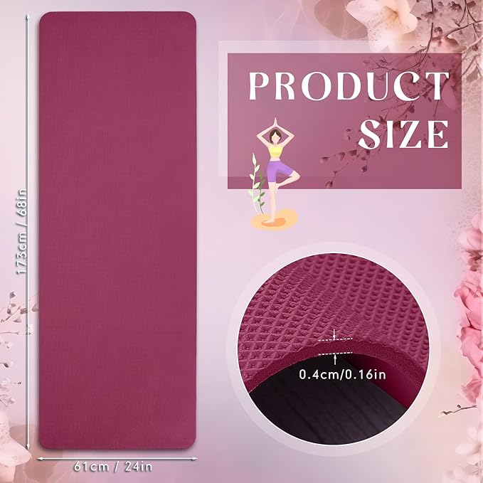Timgle 12 Pack Yoga Mat Bulk, 4mm Thick Extra Long Sports Mat Anti Slip Tear Resistant Yoga Exercise Set for Fitness Stretching Home Workout Gym and Studio
