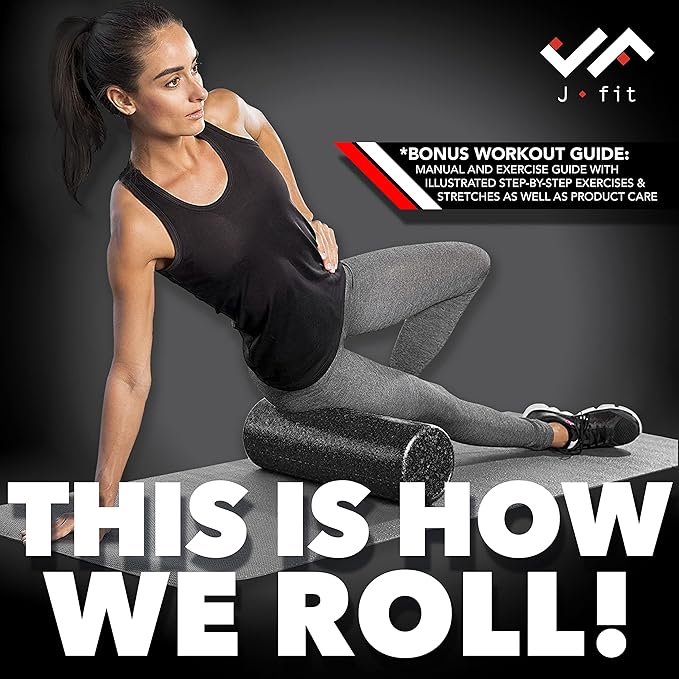 JFIT High Density Foam Roller – EPP Deep Tissue Massage Roller for Muscle Recovery, Myofascial Release & Stretching