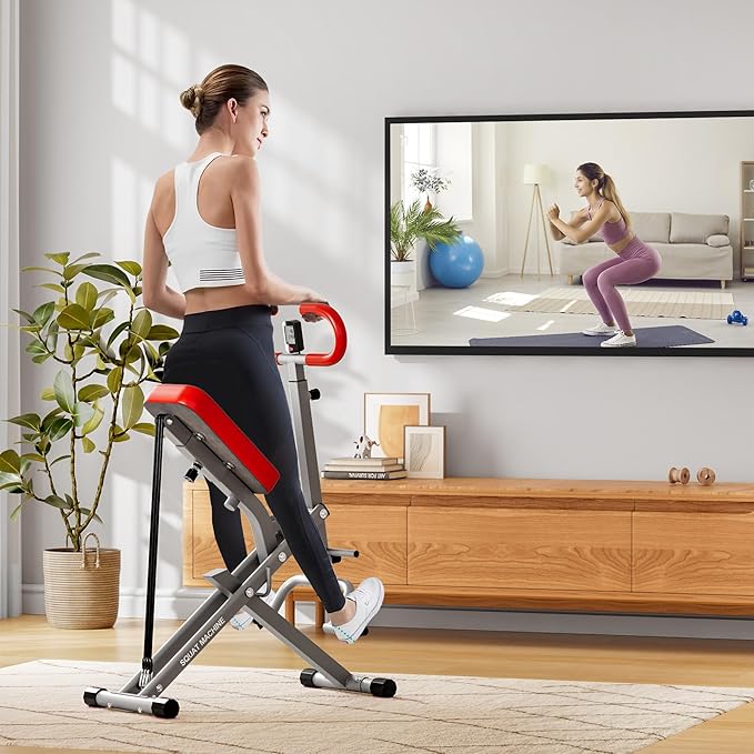 SogesGame Squat Machine for Home, 2 in 1 Squat Rowing Machine, Foldable Leg Training Machine, Squat Trainer for Glutes & Legs Workout