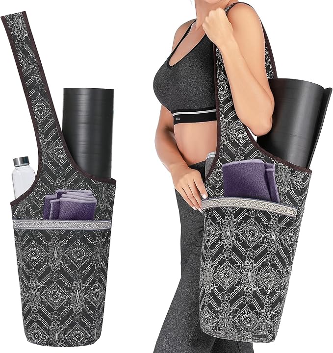 IUGA Yoga Mat Bag with Large Side Pocket & Inner Zipper Pocket Yoga Bag for Mat Yoga Bags and Carriers Fits All Your Stuff